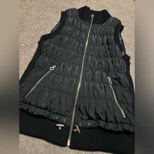 Calvin Klein Black Puffer Vest with Gold Zipper
